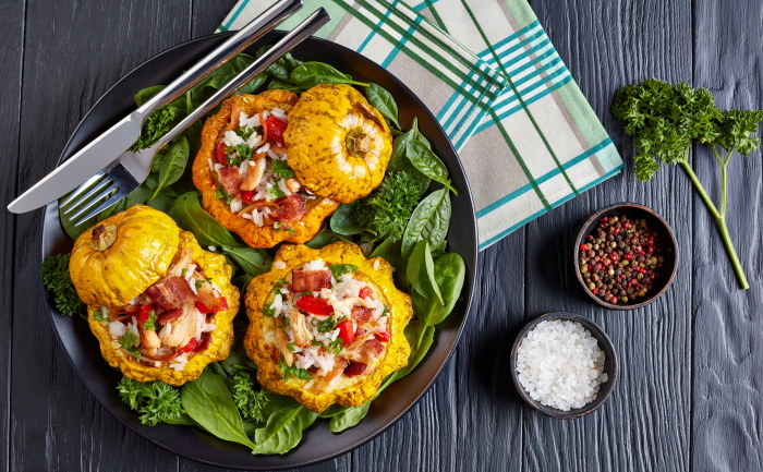Stuffed Pattypan Squash Recipe Stuffed with Rice and Mushrooms