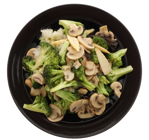 stir fried broccoli and mushrooms
