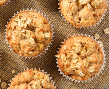 Closeup of Apple Oatmeal Muffins