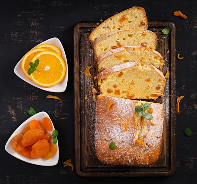 Apricot bread with ingredients