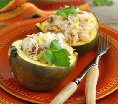 Stuffed baked acorn squash recipe.
