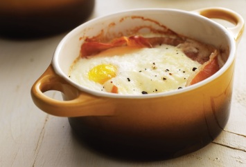 Baked Eggs with Asiago Cream
