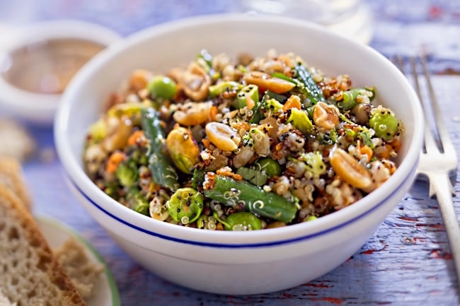 Quinoa salad with ginger dressing.