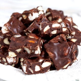 Rocky road fudge with marshmallow and nuts